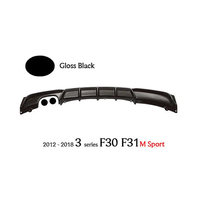 F30 Carbon Fiber Style Gloss Black Rear Bumper Diffuser for 2012 - 2018 3 Series F30 Sedan F31 Wagon 320i 325i 330i 335i M Sport