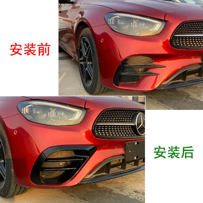 Front Fog Lamp Grille Decorative Covers Stickers For Mercedes Benz E Class W213 2021+ E260 E300 E53 AMG Side Vent Spoiler Trim