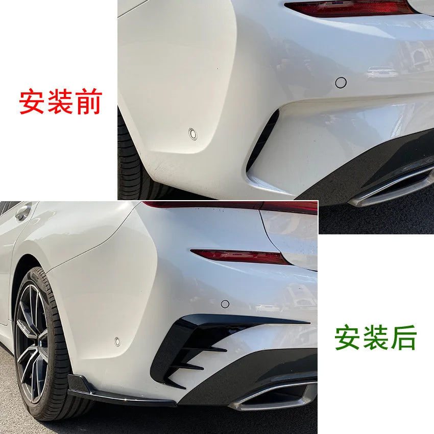 2 PCS Rear Bumper Canard  Lip Body Kit Spoiler Splitter For BMW 3 Series G20 M Sport 320i 330i 2019-2022 Black Car Accessories