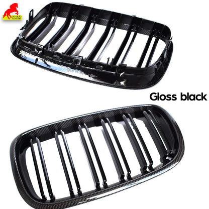 Front Bumper Grill Carbon Fiber Framed Trim Grille Black for BMW 2007-2013 E70 X5 X5M 2008-2014 E71 E72 X6 X6M xDrive30i 35i 50i