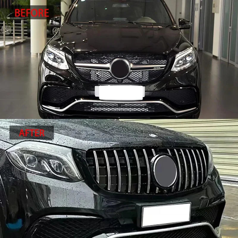 GT Style Front Bumper Grille Grill for Mercedes Benz Real GLE 63 AMG 2016-2019  Racing Grills Styling Car Accessories