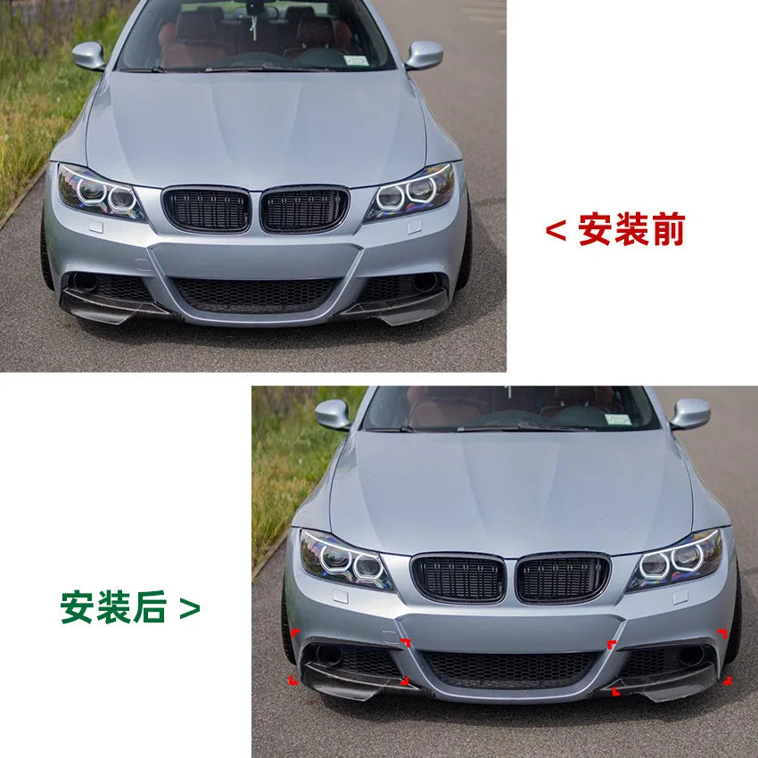 Front Bumper Canards Side Air Vent Cover Trim Stickers Splitter for BMW 3 Series E90 E91 LCI 2009-2012 M Sport Car Accessories