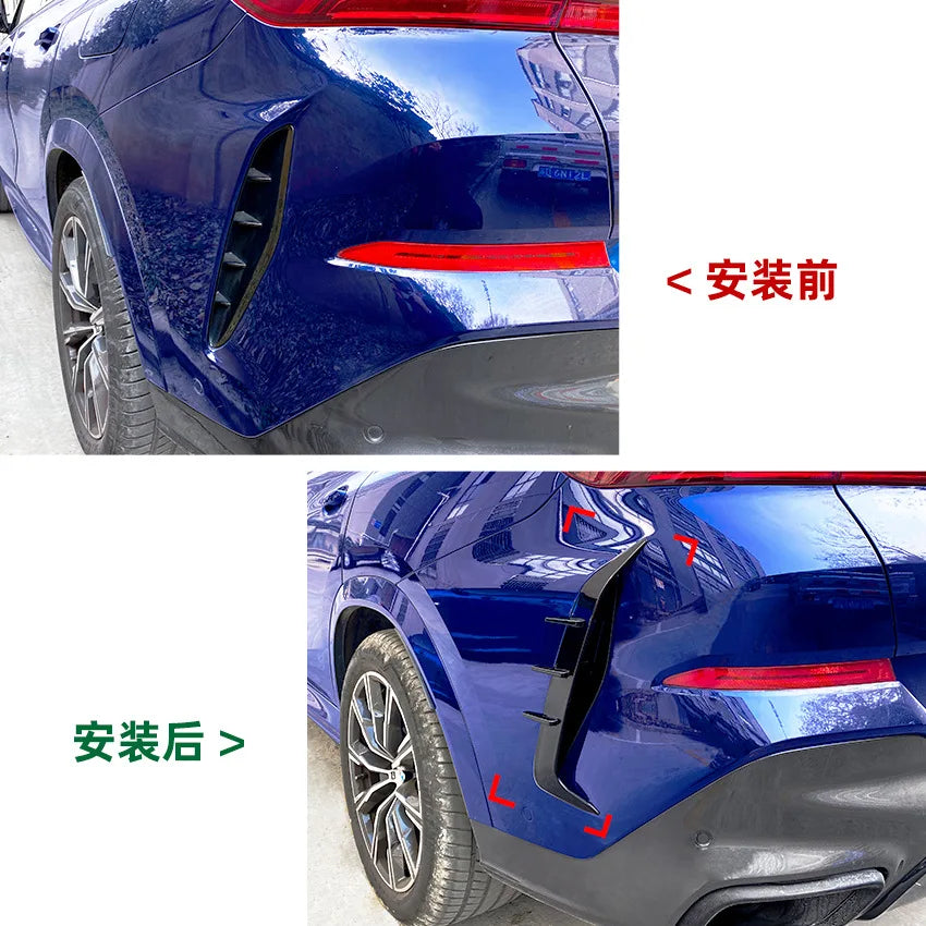 Car Styling Rear Bumper Spoiler Both Side Canard Decoration Cover Trim for BMW X6 G06 2019+ Gloss Black Splitter Car Accessories