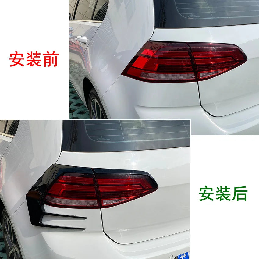 2 Pcs Car Rear Bumper Light Side Canards For VW Volkswagen Golf 7.5 Golf MK7.5 2016-2019 Glossy Black Stickers ABS Accessories