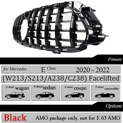 W213 Front Bumper Grille GT Grill for Mercedes E Class S213 C238 A238 2020 - 2022 E200 E300 E350 E400 E43 E53 Mesh Hood Grills