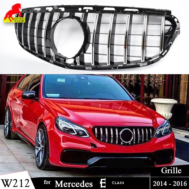 W212 Front Bumper Grille Black Silver for Mercedes Benz E Class 2014-2016 4-Door Sedan W212 GT Grill 5-Door Estate S212 Grilles