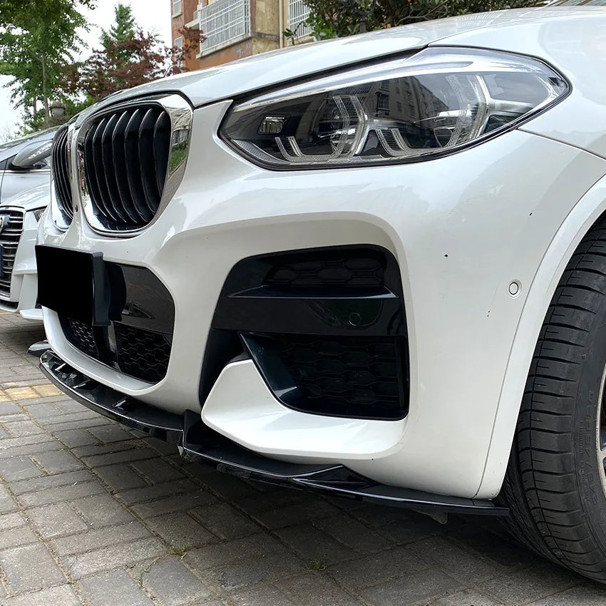 M Pack Front Bumper Splitter Lip Spoiler Diffuser Guard Body Kit Cover For BMW X3 G01 X4 G02 Car Gloss Black & Carbon Fiber ABS