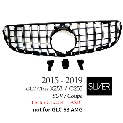 Black Silver Replacement Front Bumper GTR Grille Fit For Mercedes GLC Class X253 SUV C253 Coupe 2015 - 2019