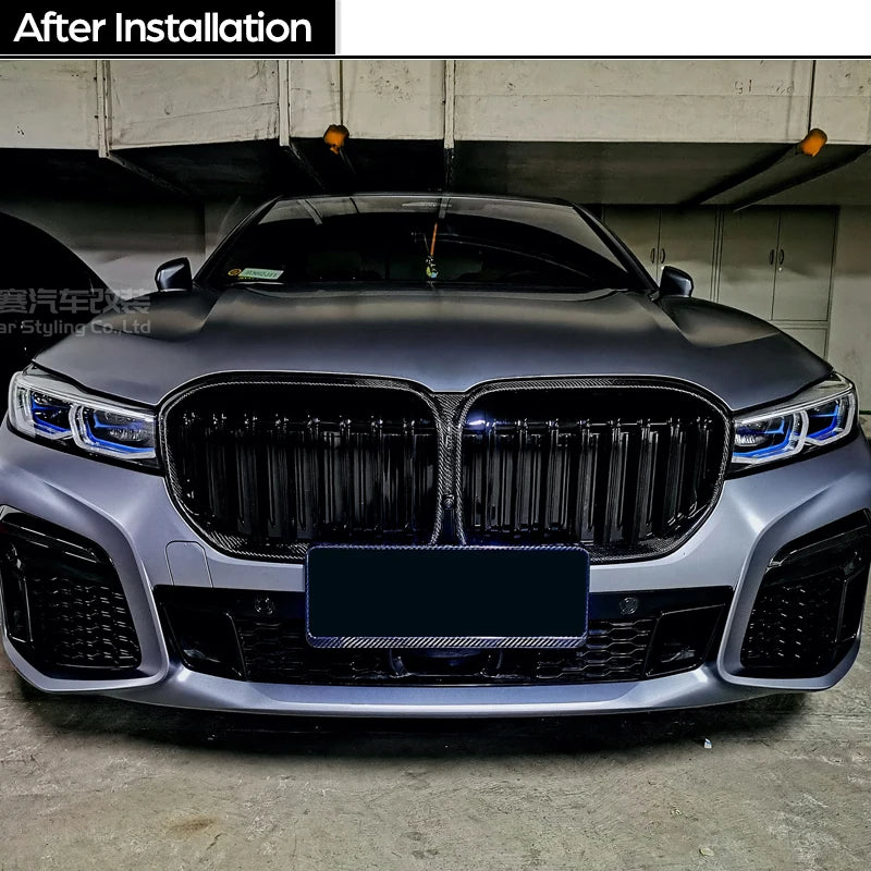 3*3 3K Carbon Fiber Front Bumper Grille for BMW 7 Series Facelift G11 G12 LCI 2019 - 2022 730i 730Li 740i 745e 750i 750Ld M760Li