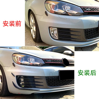 Car Black Canards for VW Volkswagen Golf 6 MK6 GTI GTD 2008-2012 Front Fog Light Lamp Strips Air Grille Cover Protective Trim