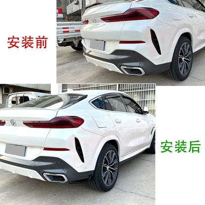 2PCS Rear Bumper Splitter Canard Apron Cover Trim for BMW X6 G06 Pre-LCL M Sport 2020-2022 Glossy Black ABS Car Accessories