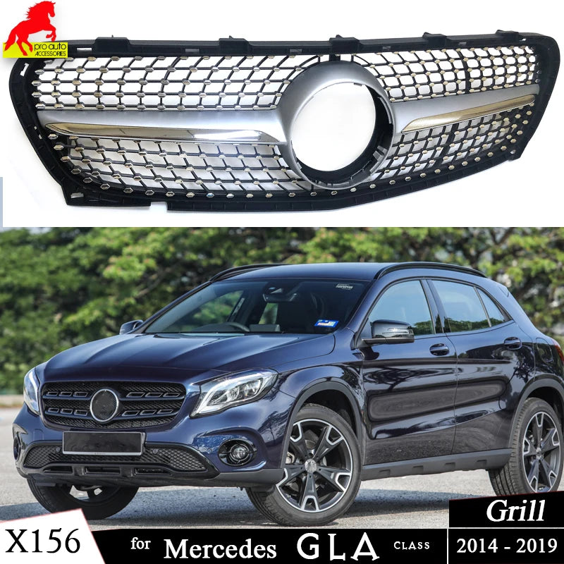 Front Bumper Grill Diamond Grille Mesh For Mercedes GLA Class Pre-facelifted & Facelifted X156 2014-2019 GLA 180 GLA 200 GLA 250