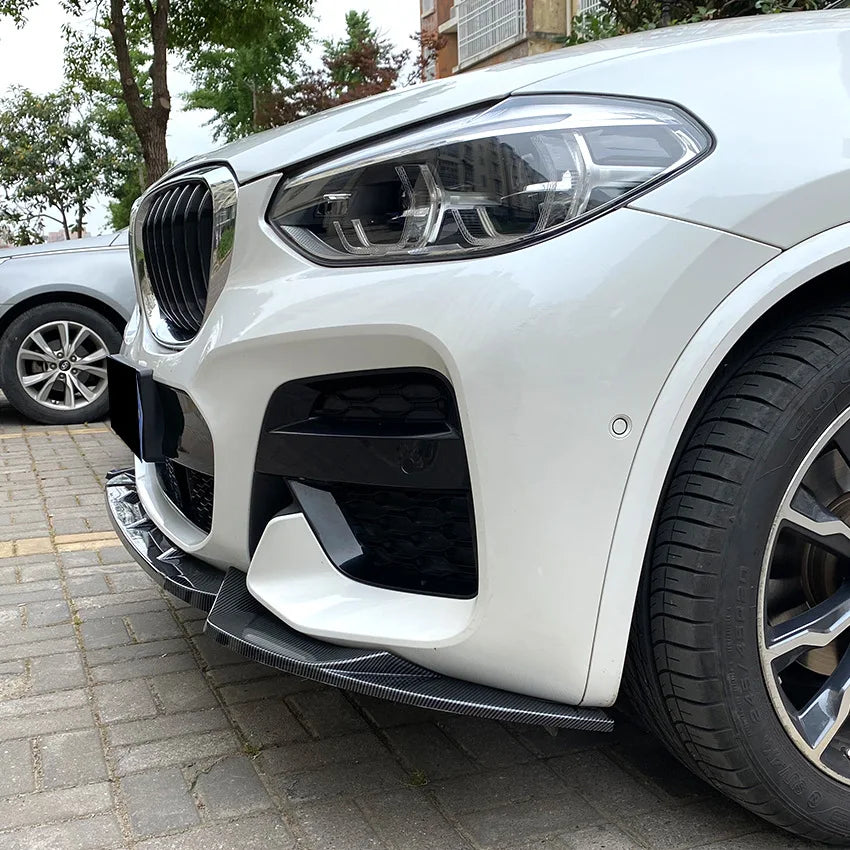 M Pack Front Bumper Splitter Lip Spoiler Diffuser Guard Body Kit Cover For BMW X3 G01 X4 G02 Car Gloss Black & Carbon Fiber ABS