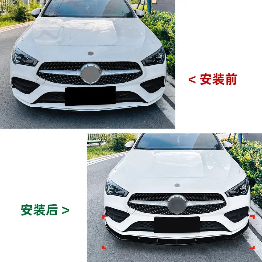 ABS Carbon Look /Gloss Black Front Bumper Lip Spoiler Body Kit for Mercedes Benz CLA Class C118 X118 2020-2023 AMG Accessories