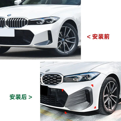 Front Fog Lamp Grille Decorative Covers Stickers Side Canards for BMW 3 Series G20 G21 LCI M Sport 2023+ Splitters Car Styling