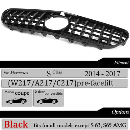 W217 Front Bumper Racing Grille Silver Grill for Mercedes S Class C217 Coupe A217 Cabriolet 2014-2020, Not for S65 AMG S63 AMG