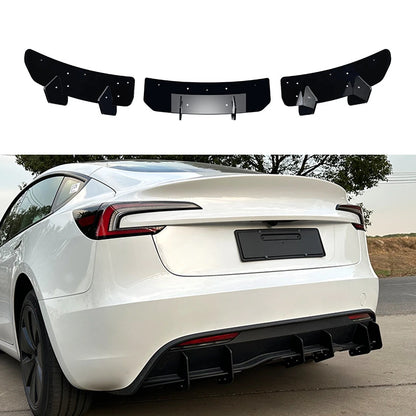 Rear Bumper Lip Glossy Black Canards Diffuser Air Vent Trim Fog Light Cover for Tesla Model 3 2023+ Splitter Kit Car Styling