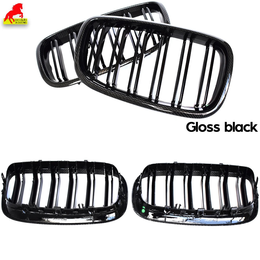 Front Bumper Grill Carbon Fiber Framed Trim Grille Black for BMW 2007-2013 E70 X5 X5M 2008-2014 E71 E72 X6 X6M xDrive30i 35i 50i