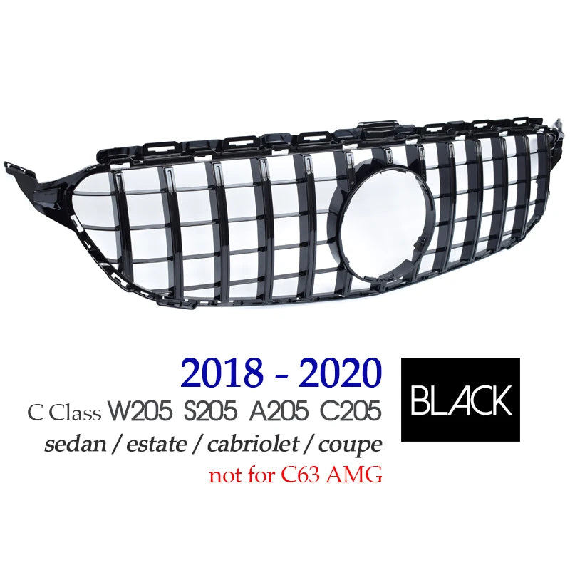 Panamericana Grille GTR Type Grill For Mercedes C Class W205 Sedan S205 Estate A205 Cabrio C205 Coupe 2015 - 2020 C180 C200 C300