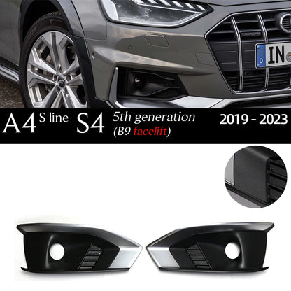 1 Pair Replacemennt Front Bumper Black Fog Light Case for Audi A4 S4 B6 8E B7 B8 8K B8.5 B9 8W B9.5 Fog Light Grille Fog Frame