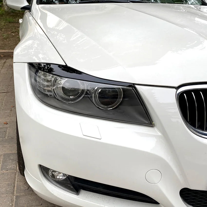 1 Pair Car Front Headlight Eyelid Eyebrow Trims Eyelash Black Stickers For BMW 3 Series E90 E91 320i 330i 2005-2012 Eyebrows