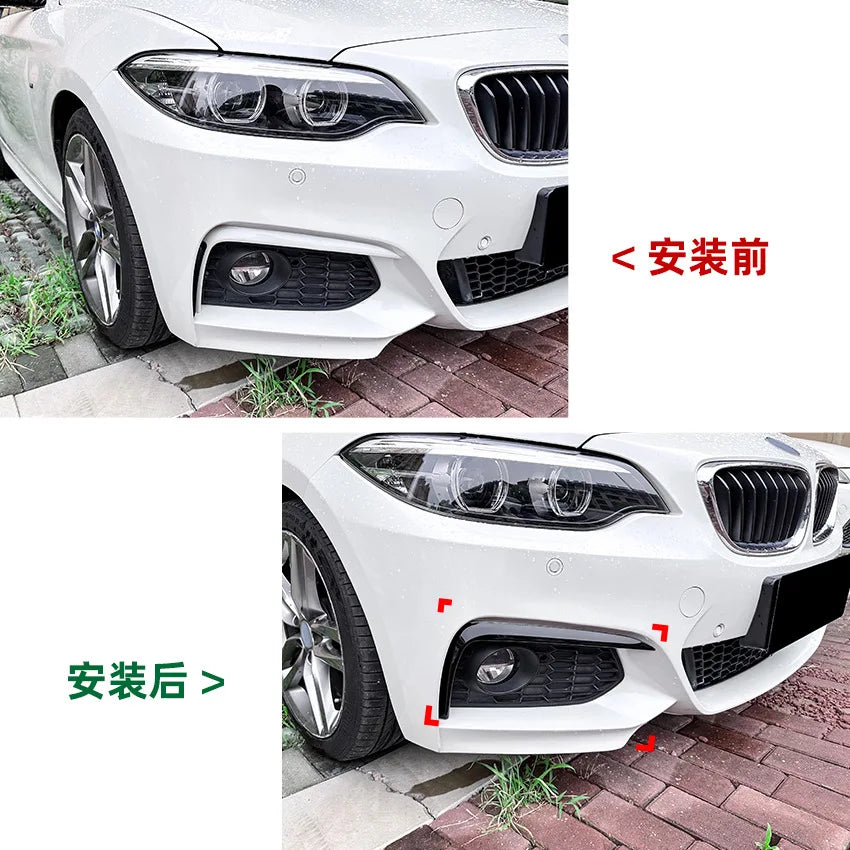 Front Bumper Side Canards Decoration Fog Lamp Splitter Cover for BMW 2 Series F22 F23 M Sport 2015-2019 Car Styling