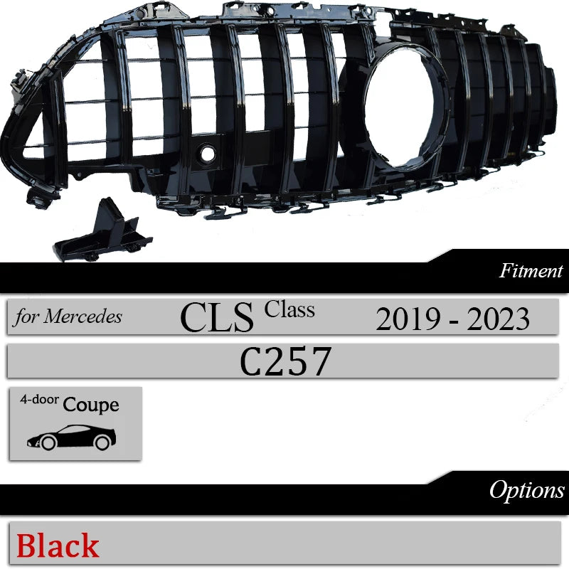 C257 GT Style Black Silver Grill Front Bumper Grille for Mercedes CLS Class 2018-2023 4-Door Coupe W257 CLS350 CLS53 AMG Grills