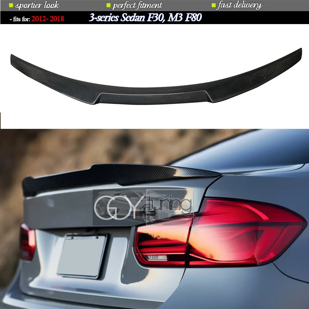 Real Carbon Fiber Rear Trunk Spoiler Boot Wing for BMW F30 3 Series 4-Door Sedan (2012 - 2018) & F80 M3 2015 - 2019