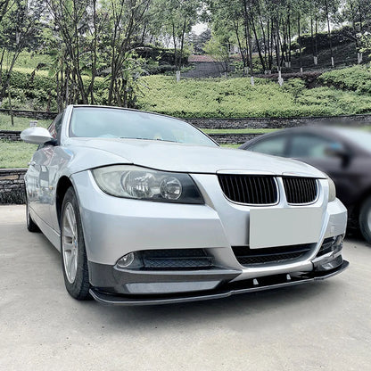 Front Bumper Lip Spoiler + Side Splitter Canard Body Kit For BMW 3 Series E90 E91 Pre-Facelift 320i 325i 2005-2008 Carbon Fiber