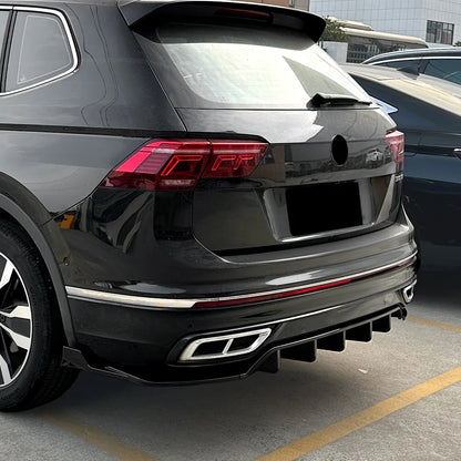 Rear Bumper Lip Spoiler Diffuser for Volkswagen VW Tiguan MK2 Rline 2021-2023 Glossy Black Splitter Body Kits Car Accessories