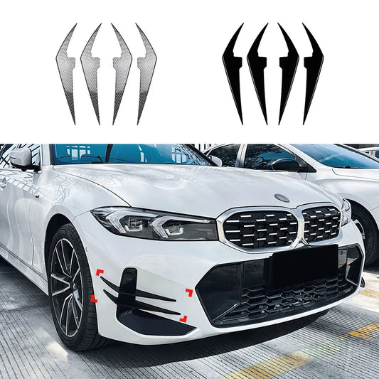 4 PCS Front Bumper Canards Splitter Cover for BMW 3 Series G20 G21 LCI M Sport 2023+ ABS Plastic Glossy Black Car Accessories