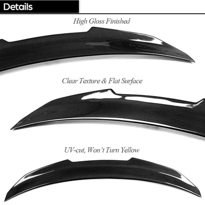 3*3 3K Twill Weave PSM High-kick Carbon Fiber Rear Trunk Deck Lid Spoiler Aerodynamic Boot Wing for BMW 2015 - 2020 M4 Coupe F82