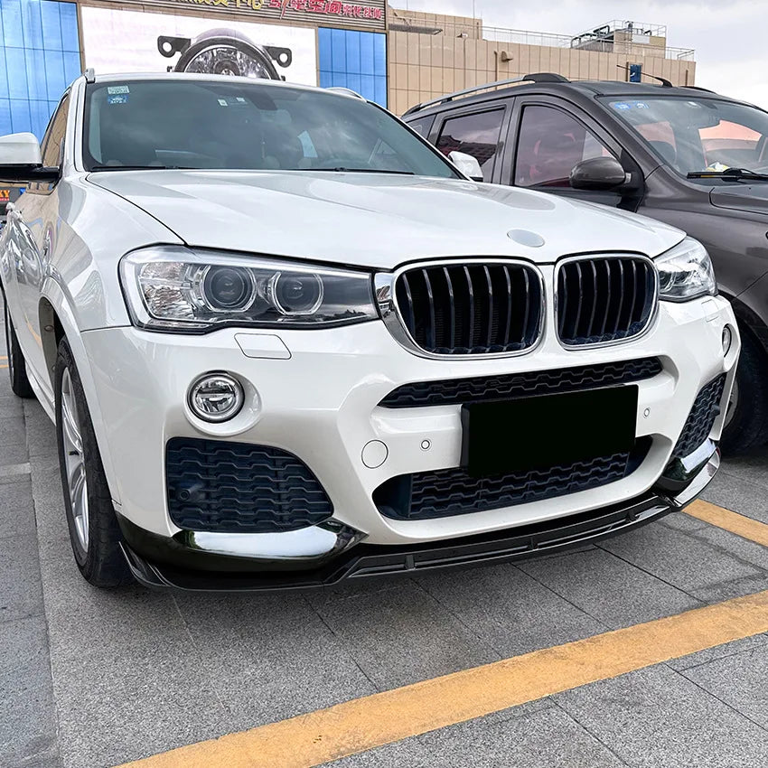 Carbon Look for BMW X3 F25 X4 F26 LCI M Sport 2014-2017 Front Bumper Lip Canards ABS Plastic Trim Cover Splitter Car Accessories