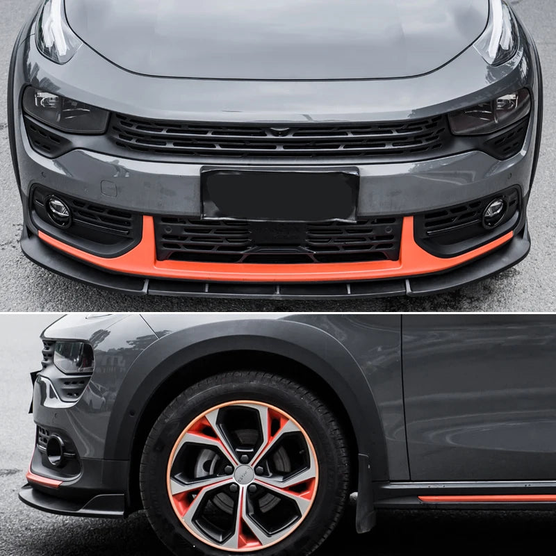 Carbon Fiber Printing Gloss Black Front Bumper Lip Spoiler Protector for Lynk & Co 02 CC11 2018 - 2024 SUV (Not for Hatchback)