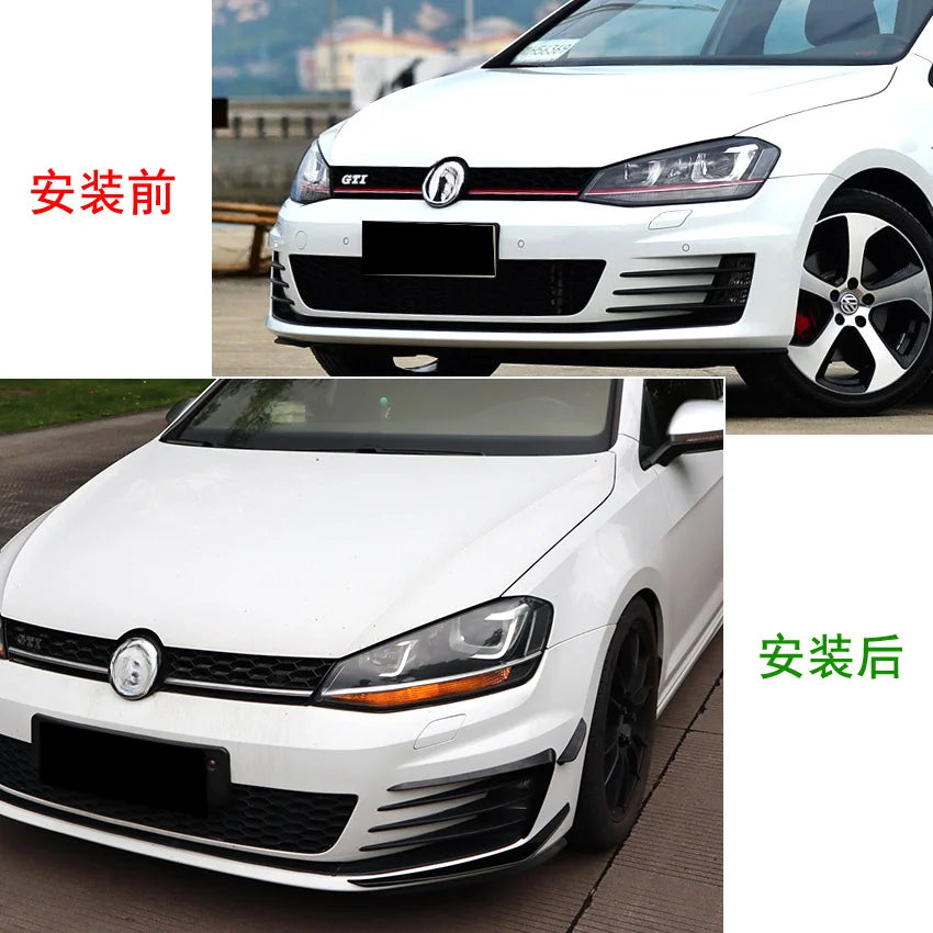 Front Bumper Corner Canards Strip Trim Molding Splitter Protective Cover Car Stickers for Volkswagen VW Golf MK7 GTI 2013-2016