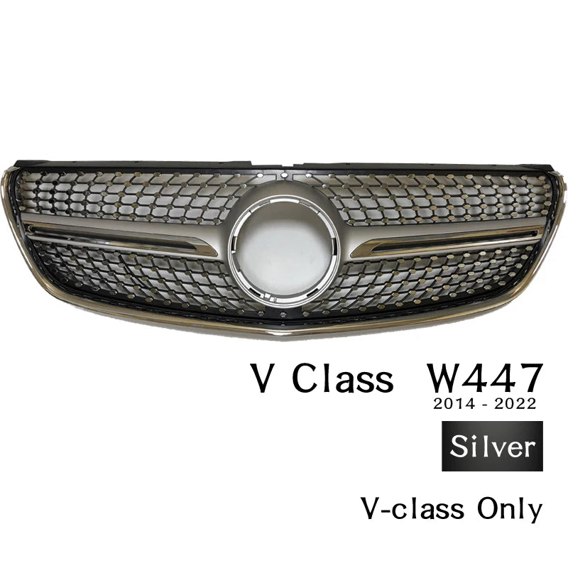 ABS Black Silver Replacement Diamonds Grille Fit For Mercedes V & Vito Class W447 2014 - 2019