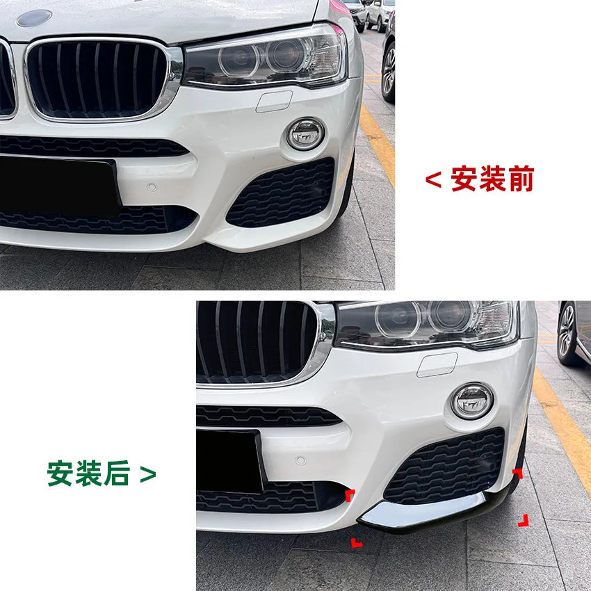 Front Bumper Cover Air Vent Canards Splitter Fog Lamp Flap Body Kit for BMW X3 X4 F25 F26 M Sport 2014-2017 Car Stickers Styling