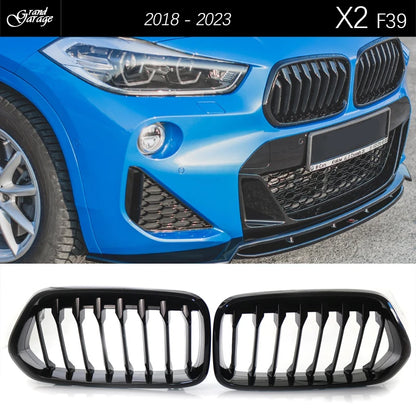 Gloss Black Racing Grille Front Bumper Glazing Black Kidney Radiator Hood Grill Paino Black for BMW X2 F39 2018 - 2023