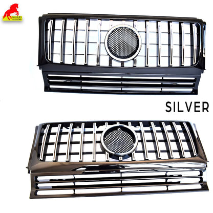 Front Bumper Centre Hood Grill Black Silver Grille for Mercedes G Class G Wagon W463 1990-2017 G350 G450 G500 Except G63 G65 AMG