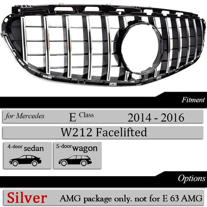 W212 Front Bumper Grille Black Silver for Mercedes Benz E Class 2014-2016 4-Door Sedan W212 GT Grill 5-Door Estate S212 Grilles