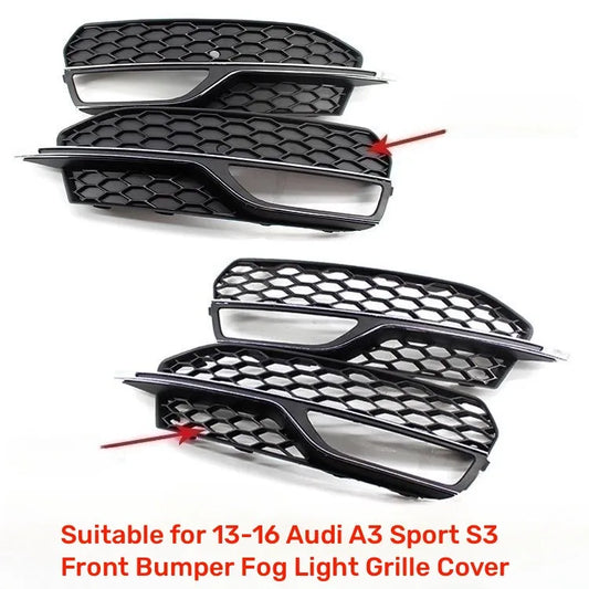 Suitable for 13-16 Audi A3 Sport S3 Front Bumper Fog Light Grille Cover Honeycomb Grill Frame Bumper Mesh Grills Car Accessories