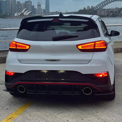 Car Rear Bumper Lip Diffuser Spoiler Splitter Gloss Black Canards Cover Stickers for Hyundai I30N MK3.5 Hatchback Facelift 2020+