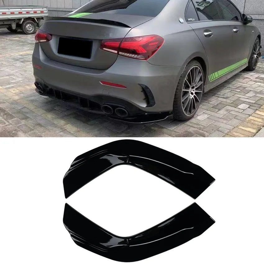 Car Rear Bumper Black Diffuser Side Splitters For Mercedes Benz A Class W177 V177 A35 A45 AMG 2019 2020 2021 2022 Canards Fins