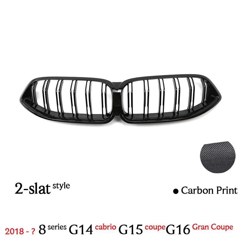 Carbon Fiber Printing Front Kidney Bumper Grille for BMW 2018 - ? 8 Series G14 Convertible G15 Coupe G16 Gran Coupe (Not for M8)