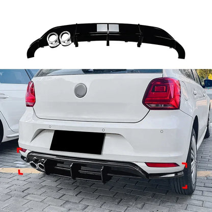 Glossy Black Car Rear Bumper Diffuser Spoiler Lip for VW Volkswagen Polo MK5 6R 2009-2014 Cover Trim Body Kit Car Accessories