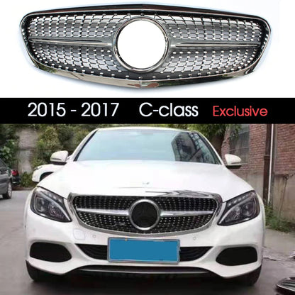 ABS Black Silver Replacement Front Bumper Radiator GTR Grille Fit For Mercedes C Class W205 2015 - 2017 Exclusive Models Only