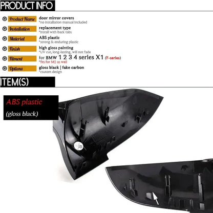 1 Pair ABS & Real Carbon Fiber Rearview Door Mirror Cap Door Mirror Covers for BMW 1 2 3 4 Series X1 F20 F21 F22 F23 F87 M2 F30 F31 F34 F32 F33 F36 E84