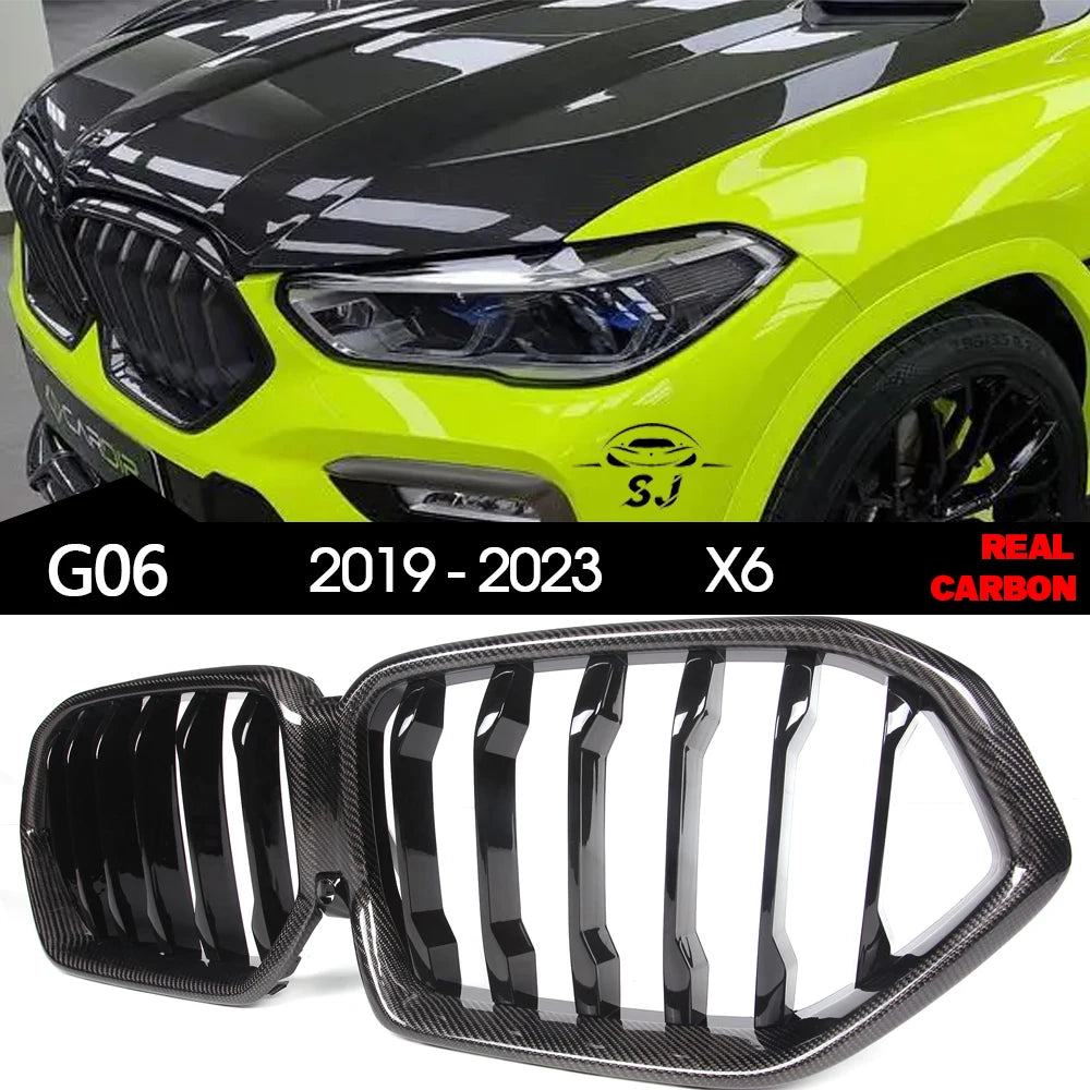 3*3 3K Carbon Fiber Front Bumper Kidney Grille for BMW Pre-LCI X6 G06 2020 - 2023 xDrive28i xDrive30i xDrive35i xDrive40i M50i