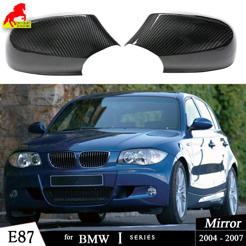 2Pcs Real Carbon Fiber Rear View Mirror Covers Shell for BMW 1 Series 2004 - 2013 E87 E81 Hatchback, E82 Coupe, E88 Convertible