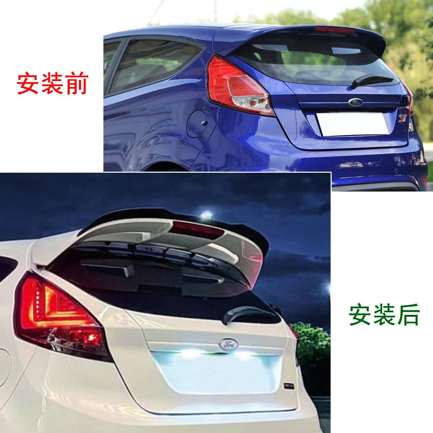 Rear Trunk Spoiler Wing Lip Carbon Fiber for Ford Fiesta ST-Line MK6 MK6.5 2008-2017 Top Wings ABS Black Car Tuning Accessories